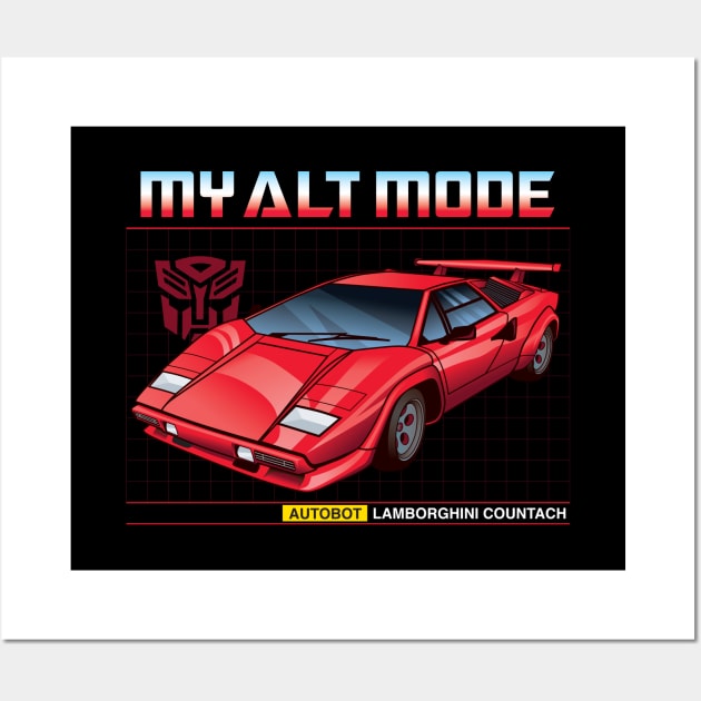 Transformers G1 Alt Mode Lamborghini Countach Sideswipe Wall Art by MiTs